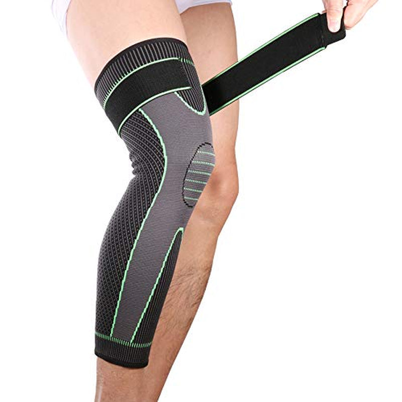 Compression Full Leg Sleeves with Knee Support - Green, X-Large (1 Pair)