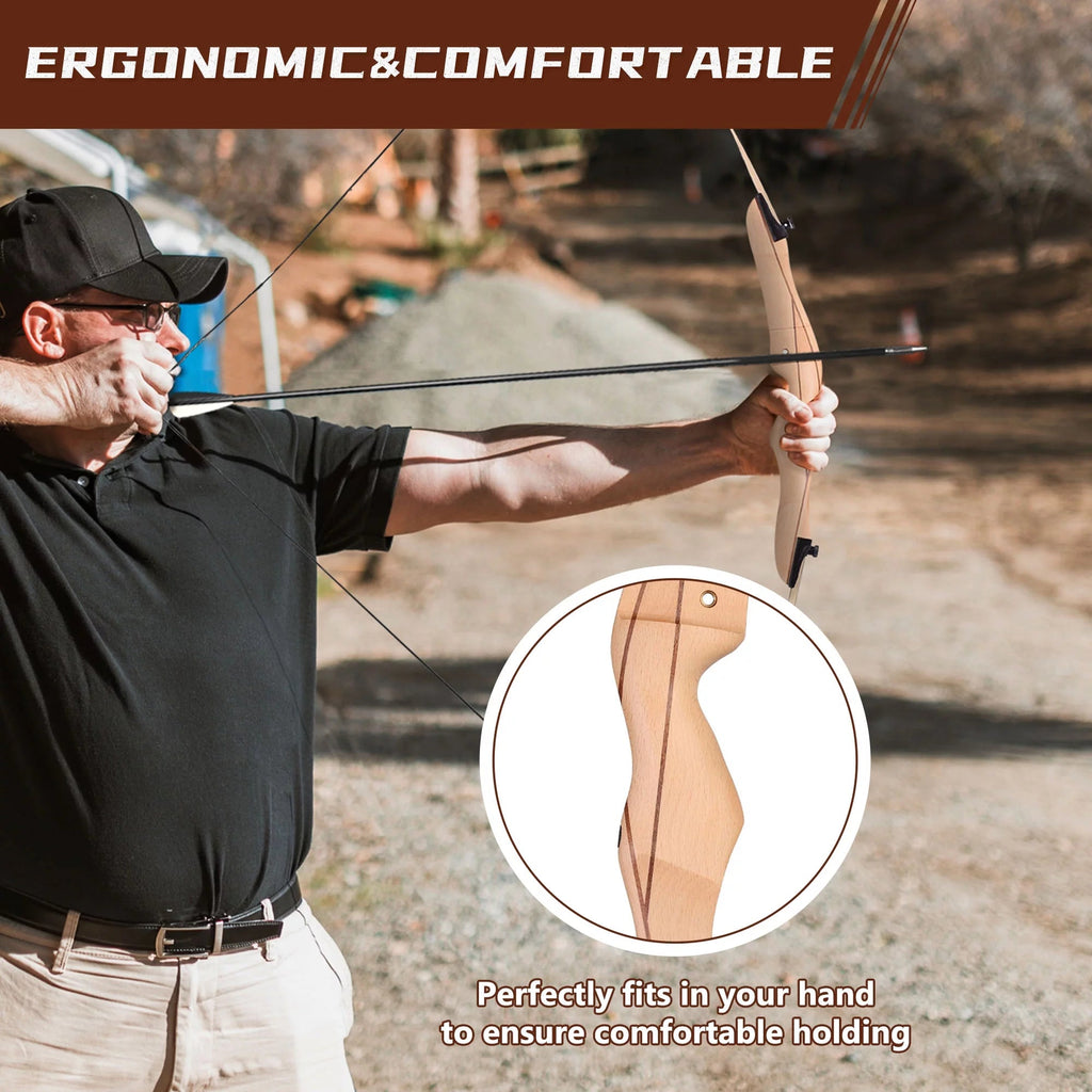 65 Hunting Takedown Recurve Bow - Right Hand, 30lbs Draw Weight - Traditional Archery Long Bow for Outdoor Use