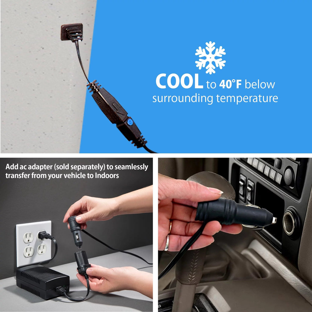 Highline 12V Portable Electric Cooler - 30 Can Capacity, 24L/26Qt, Iceless Thermoelectric Car Cooler in Grey