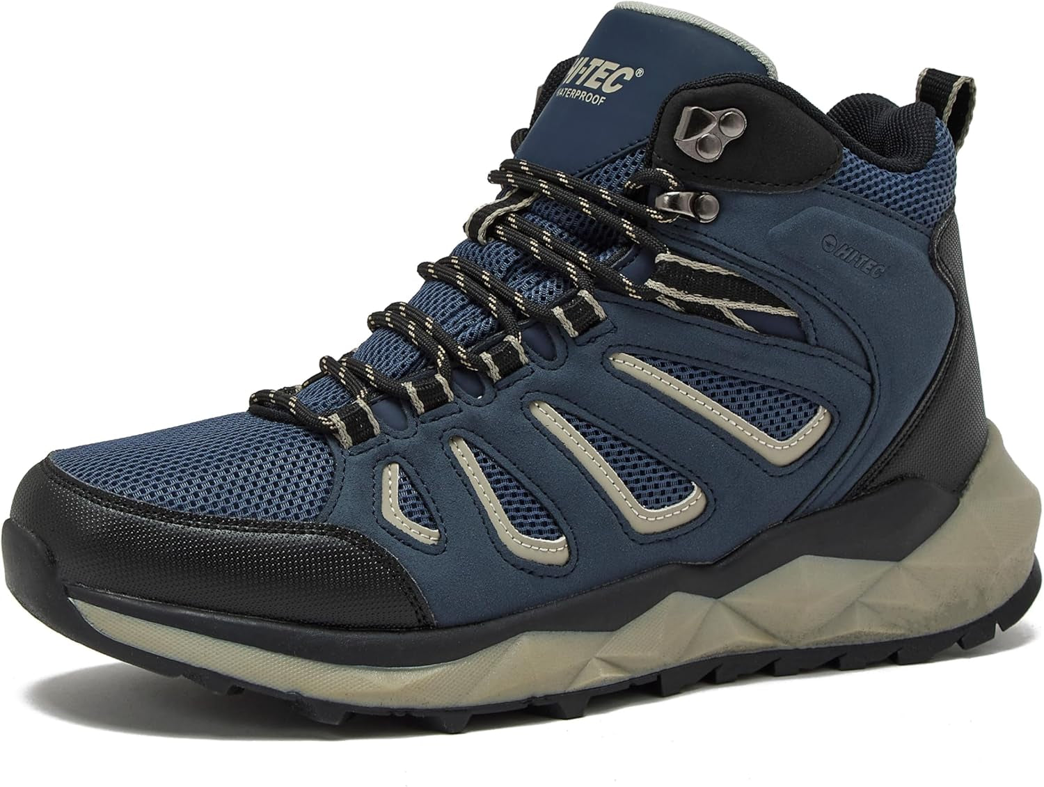 HI-TEC Valley Geo Mid Waterproof Hiking Boots for Men, Lightweight Breathable Outdoor Trekking and Trail Sneakers