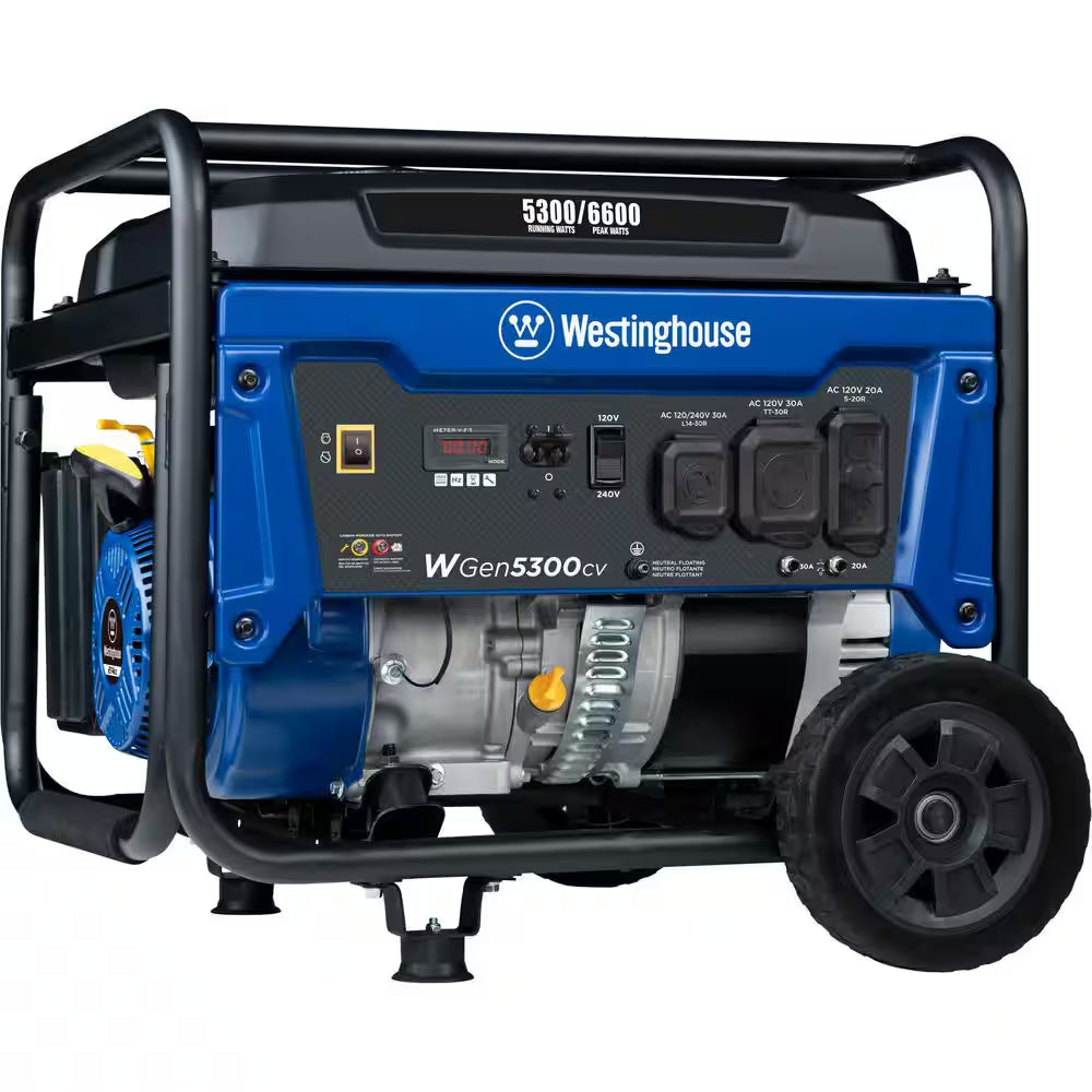 6,600/5,300-Watt Gas Powered Portable Generator with Recoil Start, 30A 120/240V Outlet