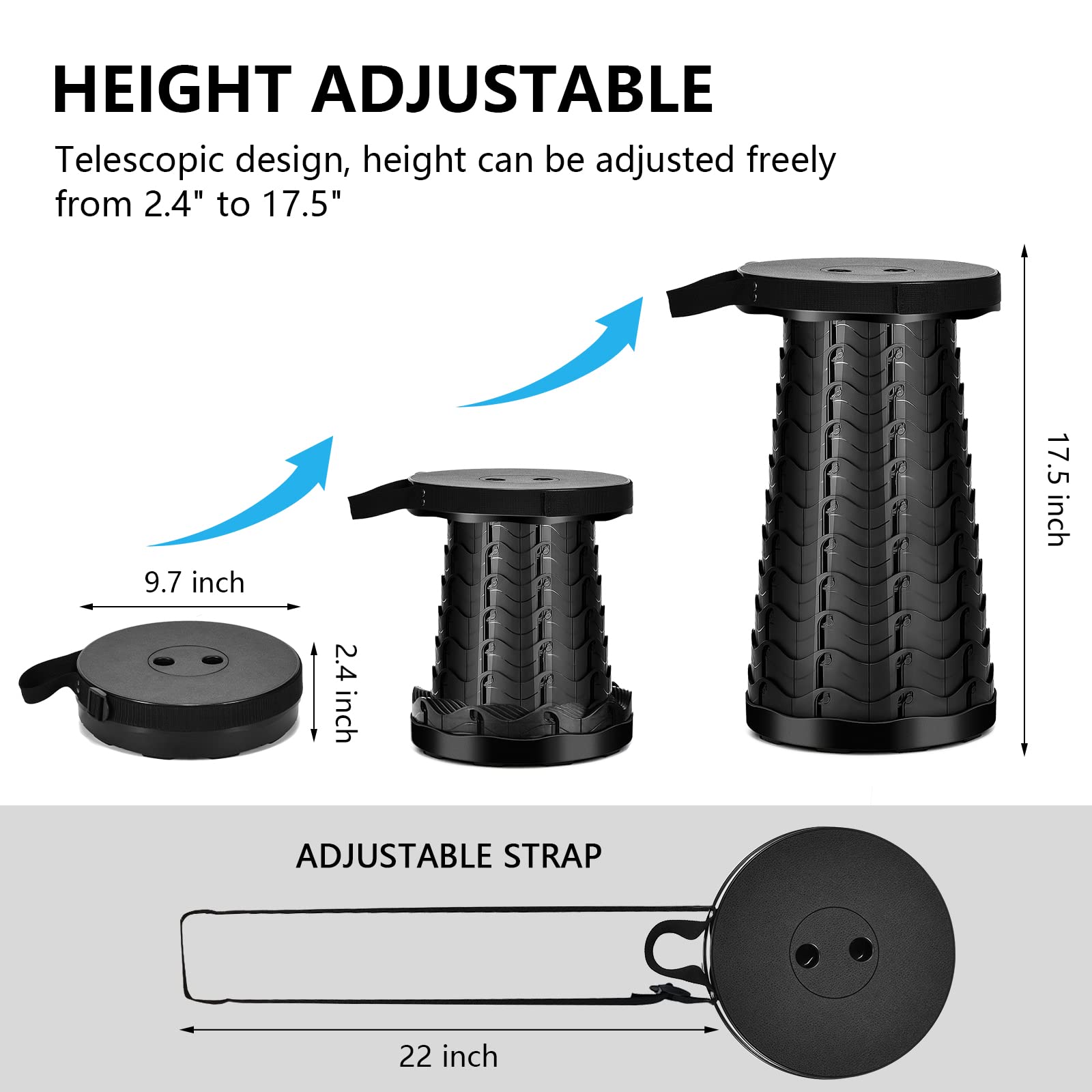 Premium Collapsible Camping Stool – Portable Folding Stool for Outdoor, Hiking, Fishing & Travel