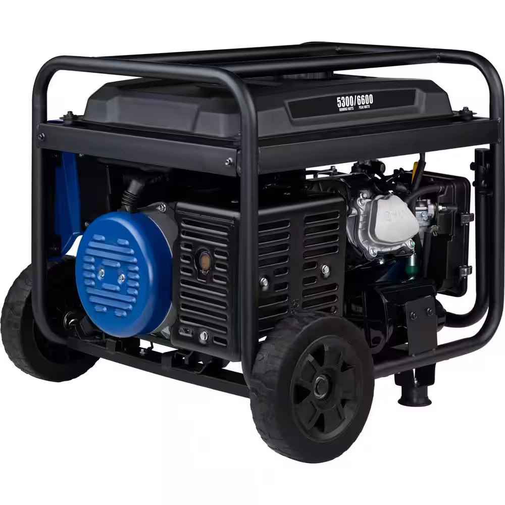 6,600/5,300-Watt Gas Powered Portable Generator with Recoil Start, 30A 120/240V Outlet