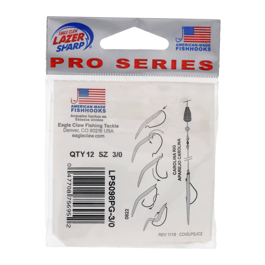 Jason Christie Heavy Wire EWG Worm Fishing Hooks, Size 3/0, 12 Pack