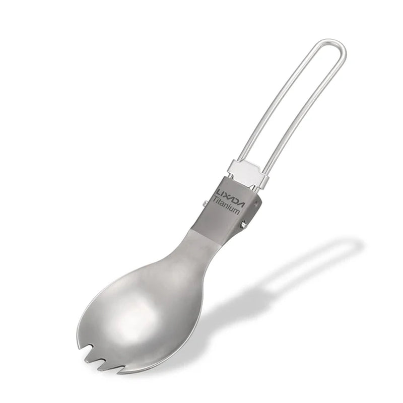 Lixada Titanium Camping Spoon Spork with Folding Handle