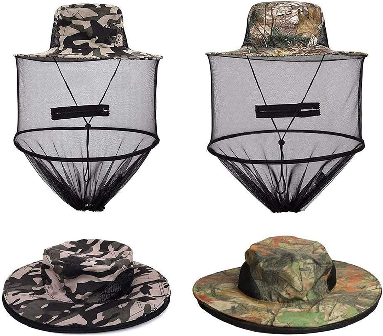 Outdoor Lover's 2-Pack Sun Hat with Hidden Net Mesh - Perfect for Fishing, Hiking, Gardening, Beekeeping - Army Green