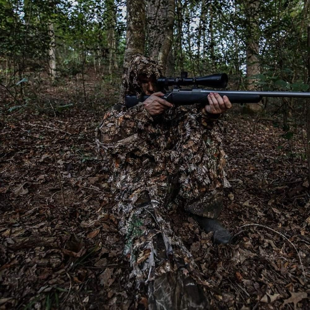 3D Leafy Ghillie Suit with Over 1,000 Laser-Cut Leaves - Lightweight and Breathable Camouflage for Hunting, Paintball, and Airsoft