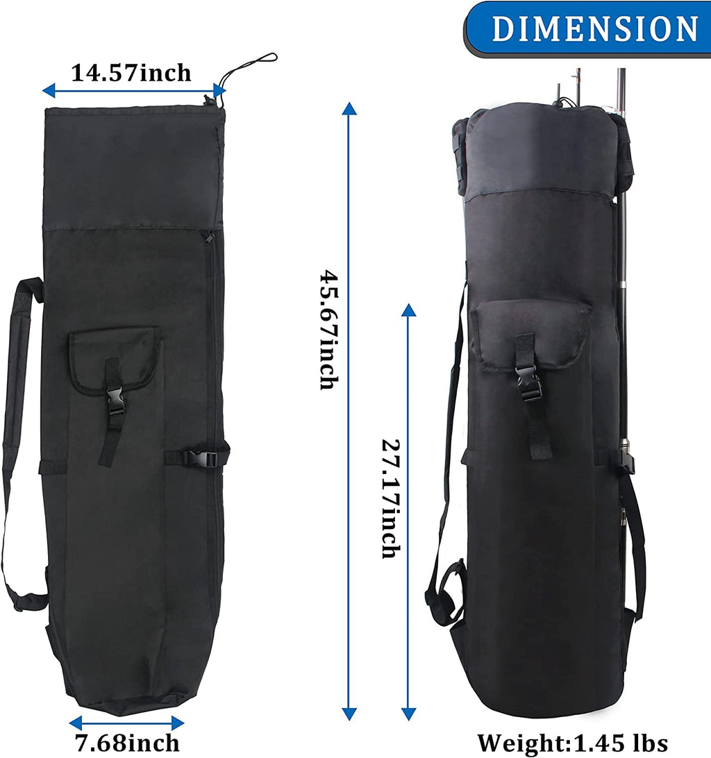Large Capacity Waterproof Fishing Rod Carrier Travel Case for Men - Fishing Gear Equipment Bag with Reel Compartment