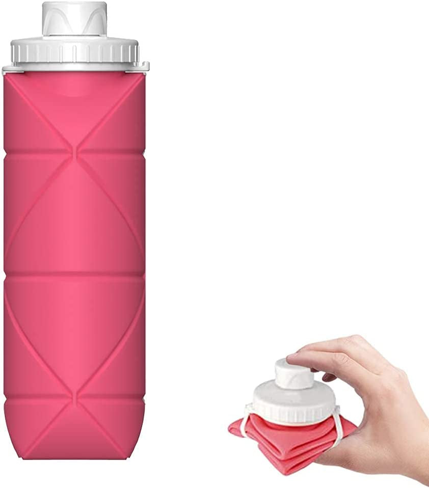 Collapsible Reusable Silicone Water Bottles with Valve for Hiking