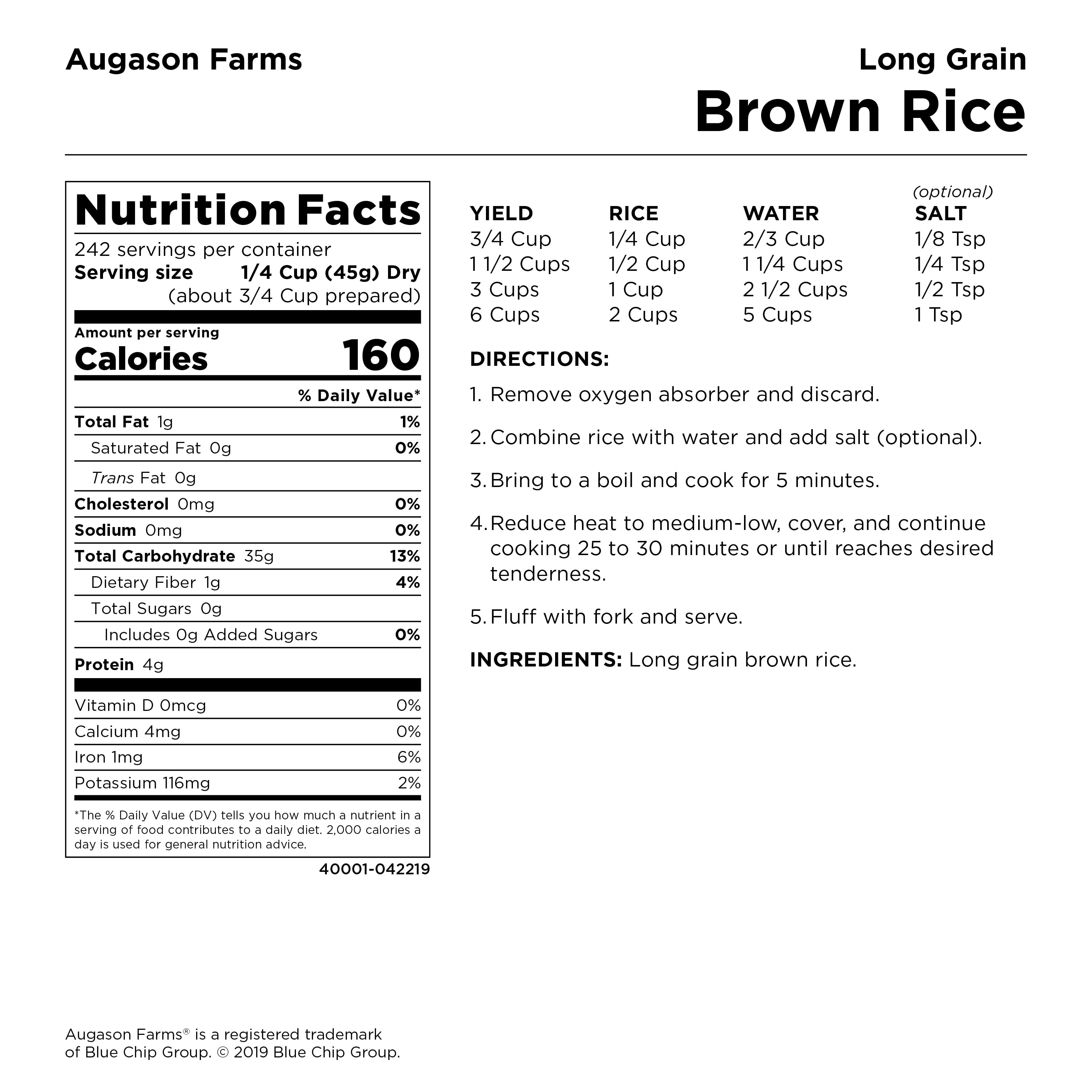 Emergency Food Storage Pail - Long Grain Brown Rice