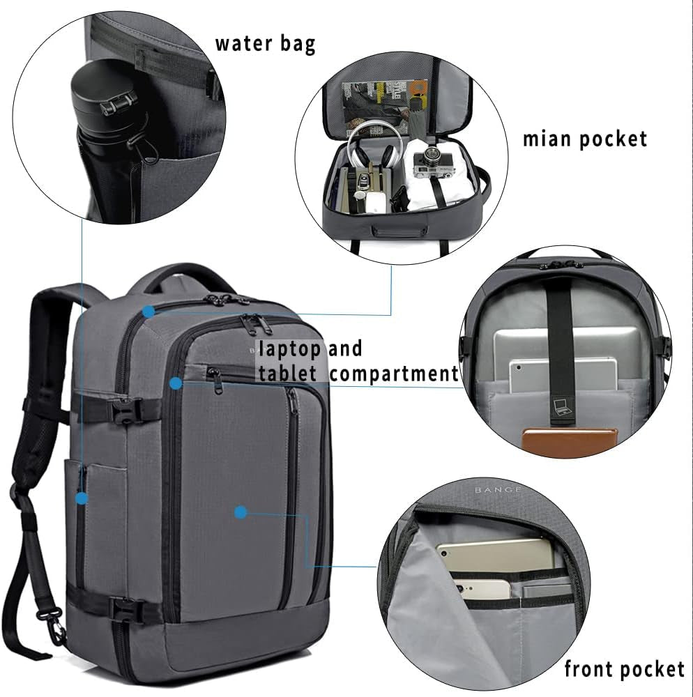40-Liter FAA Flight Approved Travel Overnight Weekender Backpack in Grey