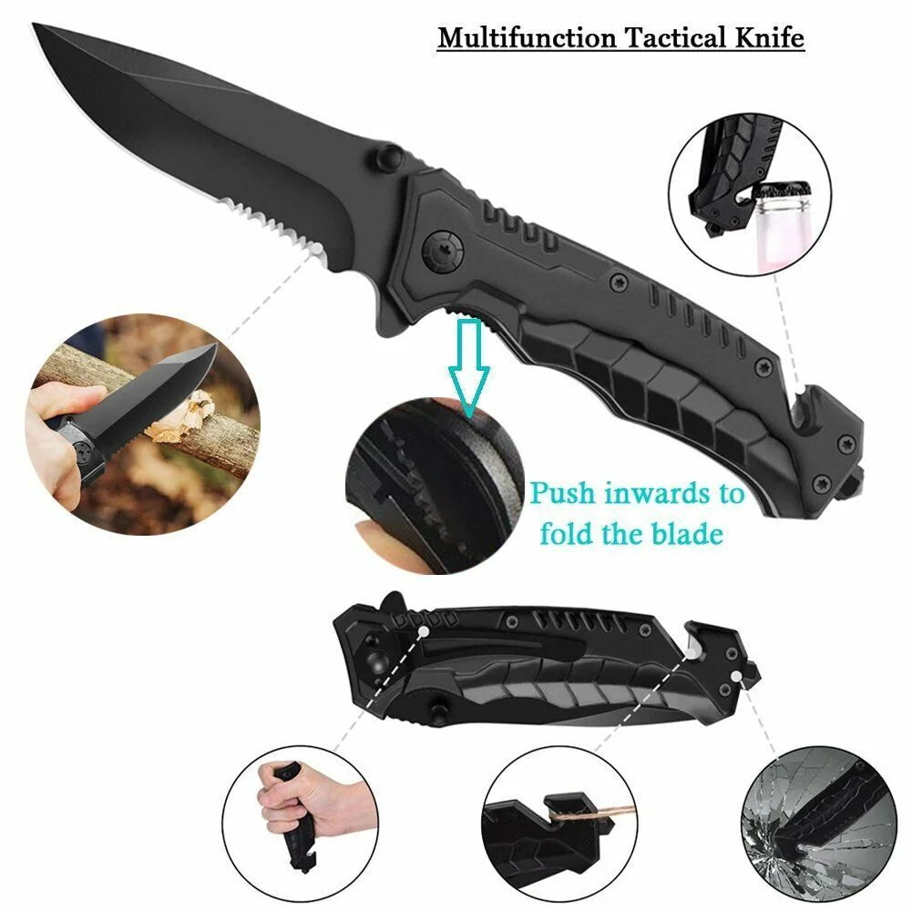 Outdoor Survival Kit - 12-in-1 Multifunction Emergency Equipment SOS and First Aid Gear Pack
