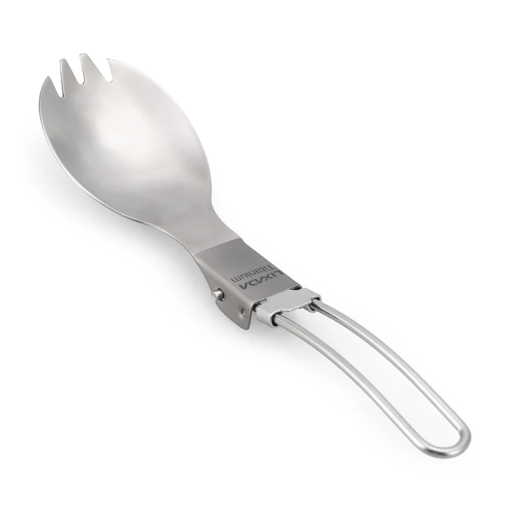 Lixada Titanium Camping Spoon Spork with Folding Handle