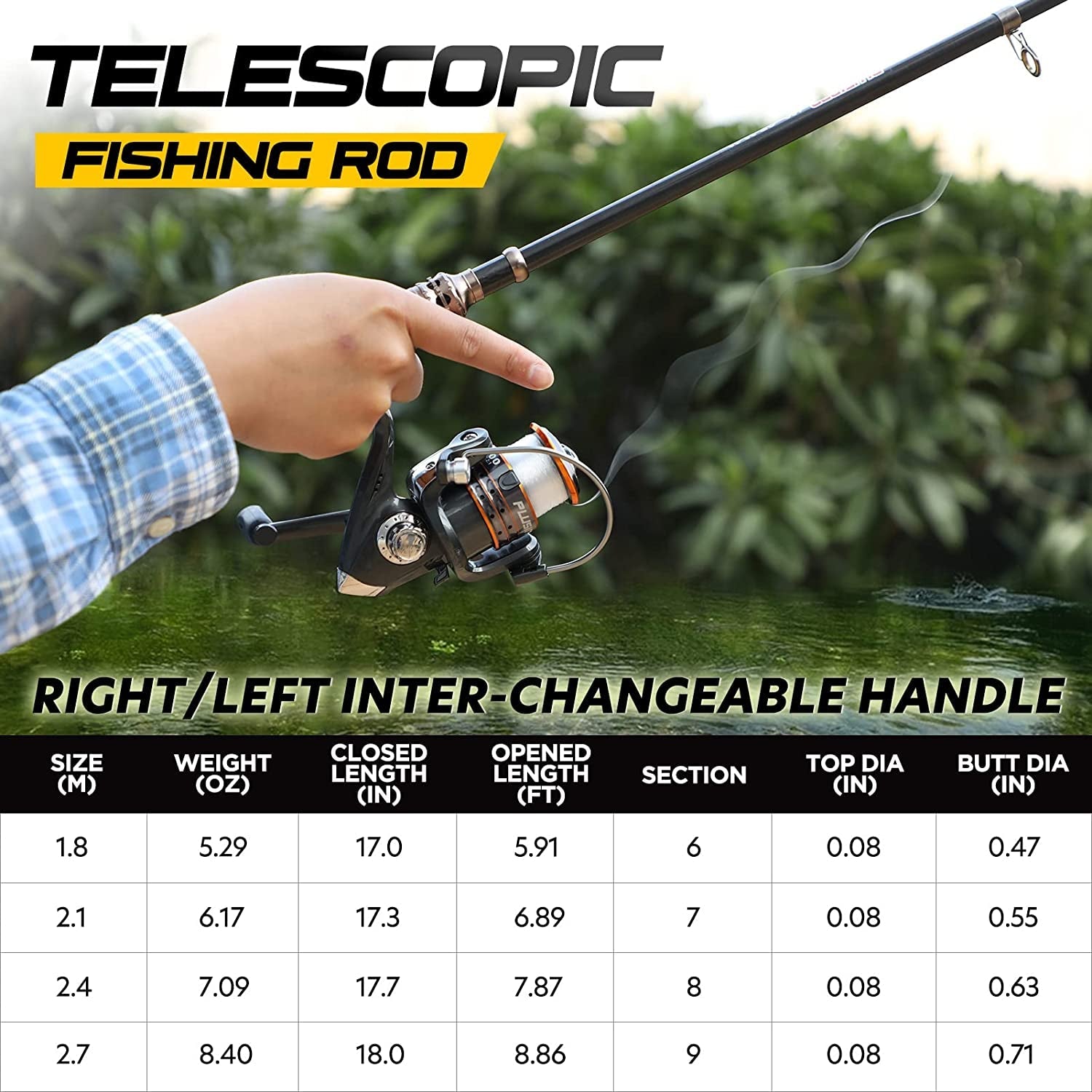 Carbon Fiber Telescopic Fishing Rod and Reel Combo for Saltwater and Freshwater Fishing