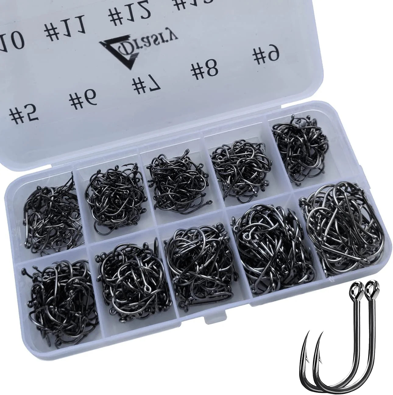 500Pcs High Carbon Steel Fishing Hooks Set with Sharp Jig Bait, Sizes #5 to #14