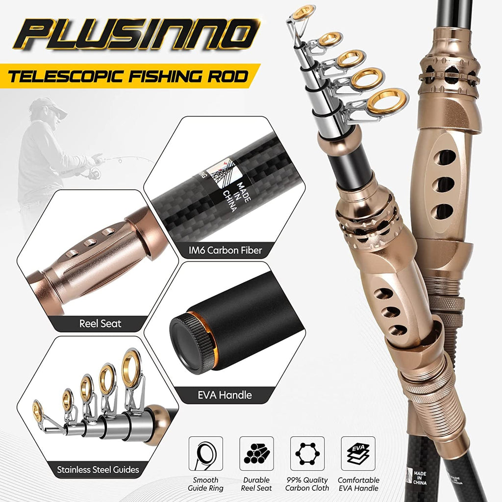 Carbon Fiber Telescopic Fishing Rod and Reel Combo for Saltwater and Freshwater Fishing