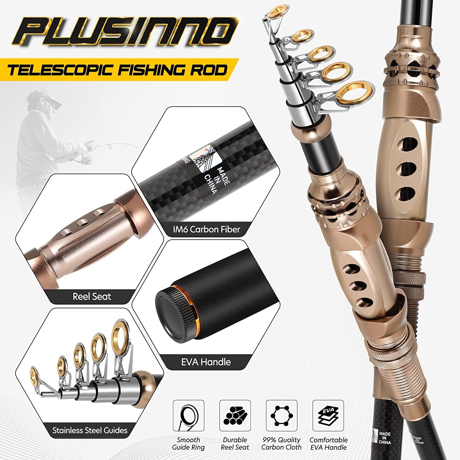 Carbon Fiber Telescopic Fishing Rod and Reel Combo for Saltwater and Freshwater Fishing