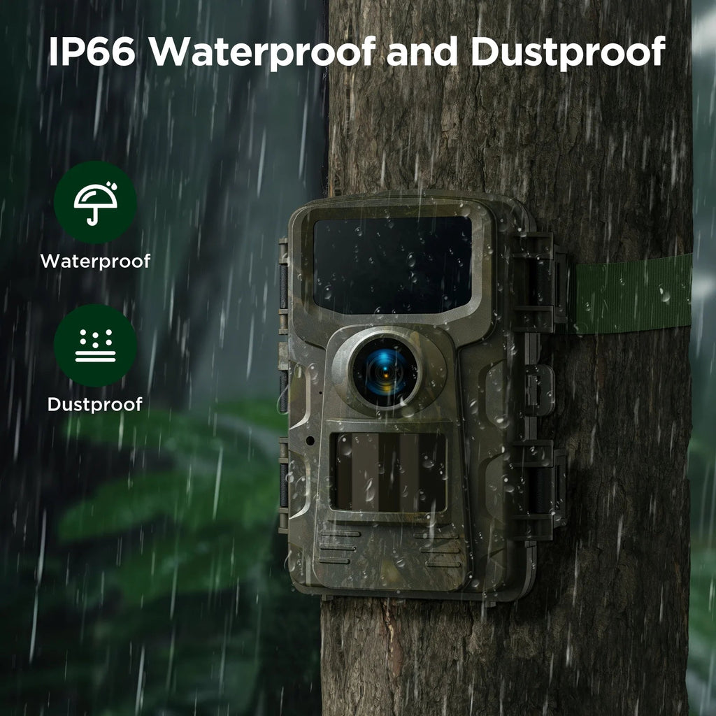 2K 36MP Trail Camera with Infrared Night Vision and Wide Angle Lens - Waterproof, Motion Activated Wildlife Scouting Camera