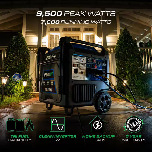 9,500 Watt Remote Start Quite Low THD Portable Tri-Fuel Inverter Generator