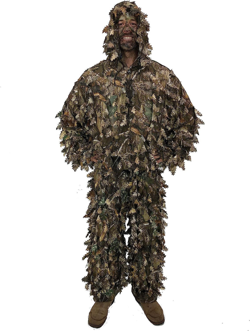 3D Leafy Ghillie Suit with Over 1,000 Laser-Cut Leaves - Lightweight and Breathable Camouflage for Hunting, Paintball, and Airsoft