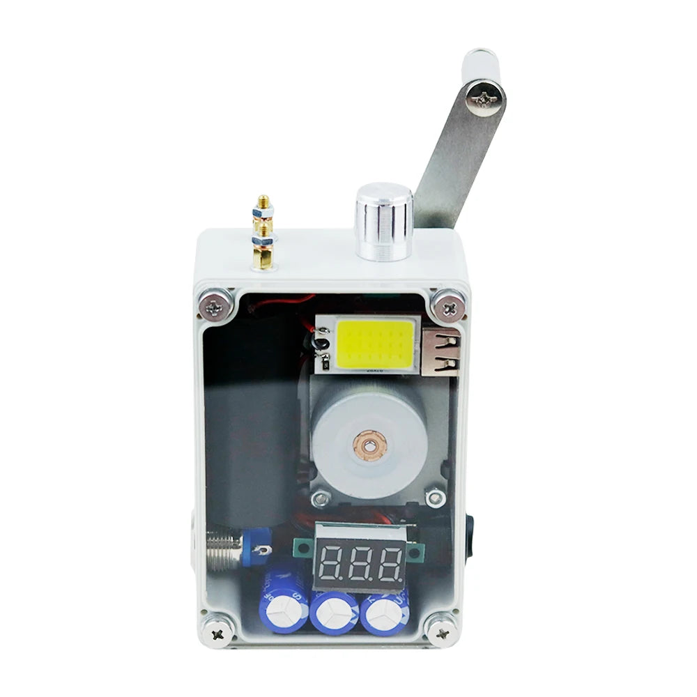 Hand Crank Generator, Portable Emergency USB Charger with COB Light and Lighter, Compact Survival Light Gear for Outdoor Camping