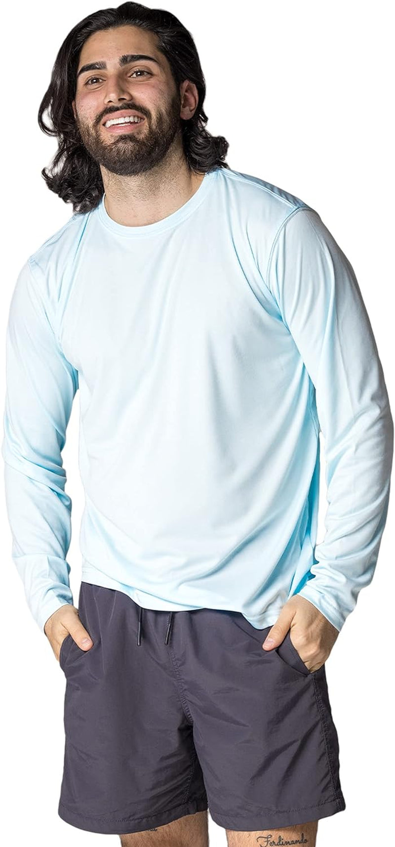 Men's Long Sleeve Outdoor T-Shirt with UPF 50+ Sun Protection for Fishing, Running, Hiking, and Swimming