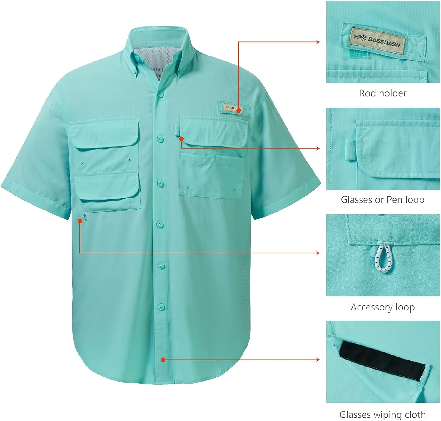 Men's UPF 50 Fishing Dress Shirt with Button Down Woven Short Sleeve - Outdoor Wear