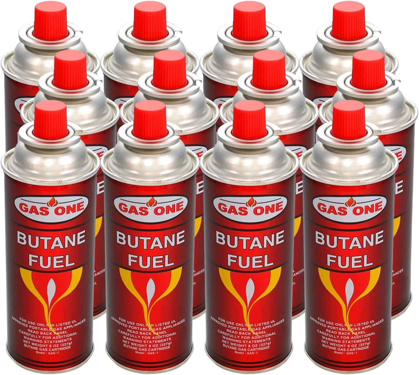GasOne Butane Fuel Canister — 8 oz Cans for Portable Stoves — 12 Pack