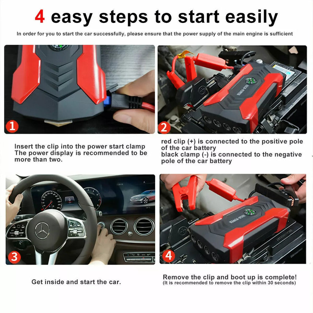 Portable Car Jump Starter with Power Bank & Emergency Flashlight – 1200A Peak Booster Pack