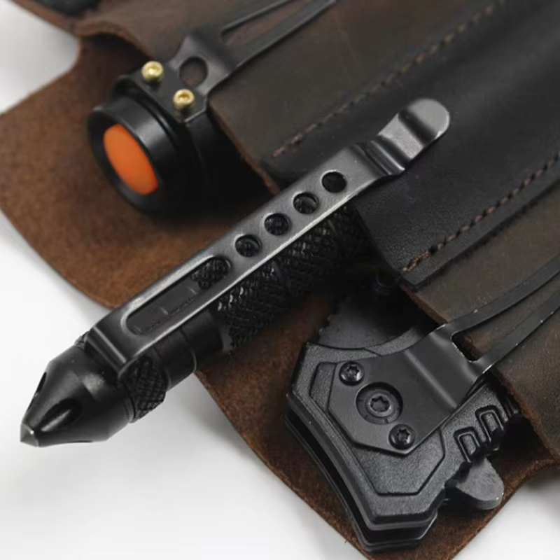 Genuine Leather Multitool Sheath – EDC Belt Pouch Holster for Knife, Flashlight & Tool