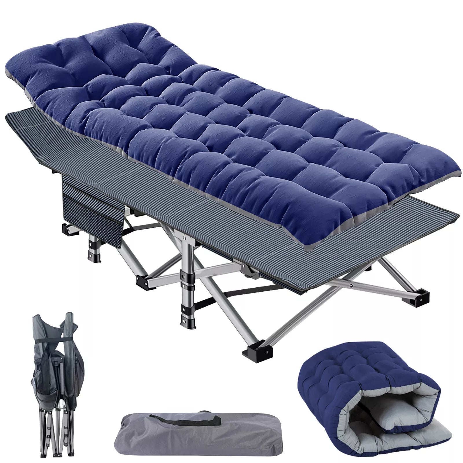 Heavy-Duty Camping Cot with Mattress – Portable Folding Outdoor Bed for Adults & Kids