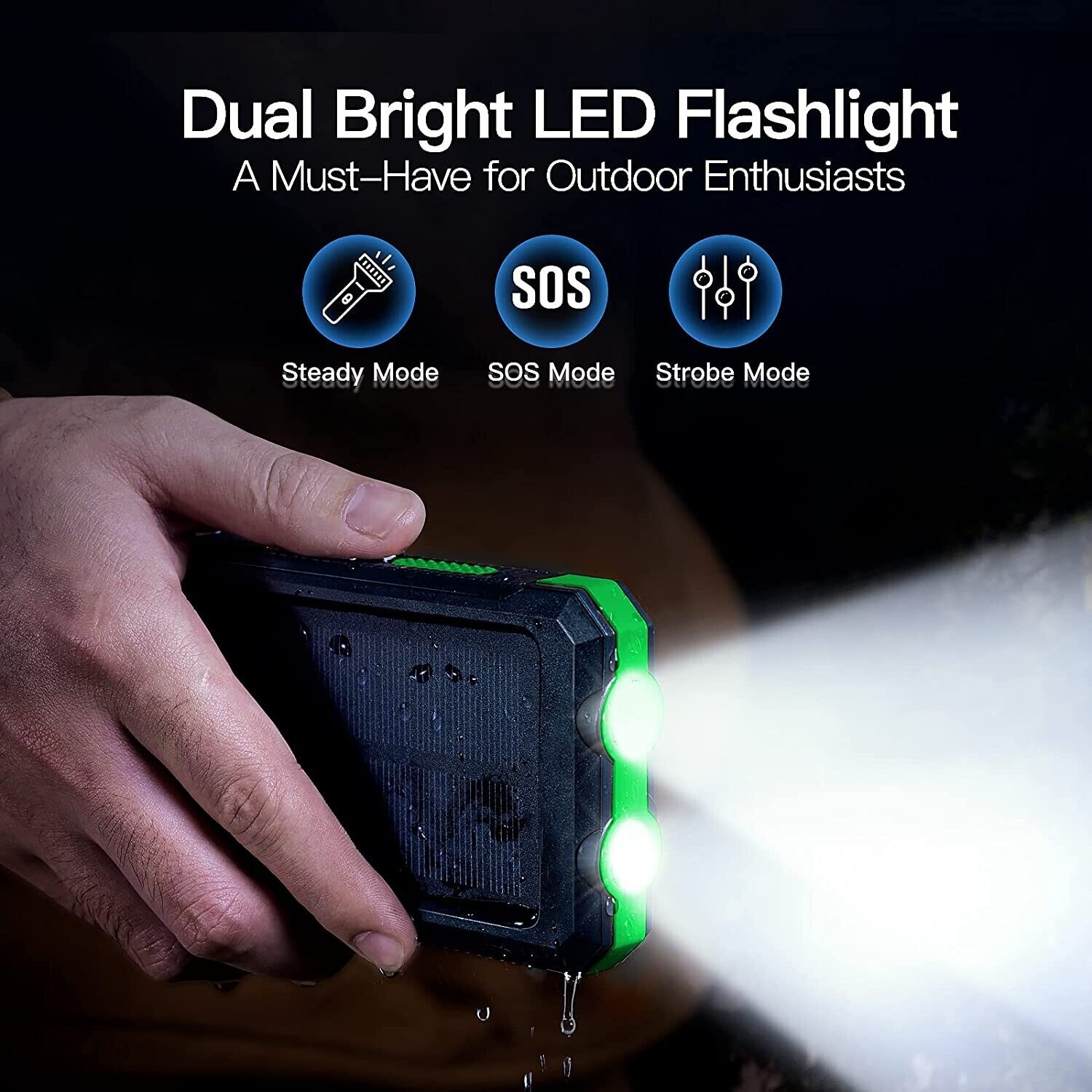 Solar Power Bank Pro 20,000mAh with Twin Flashlight