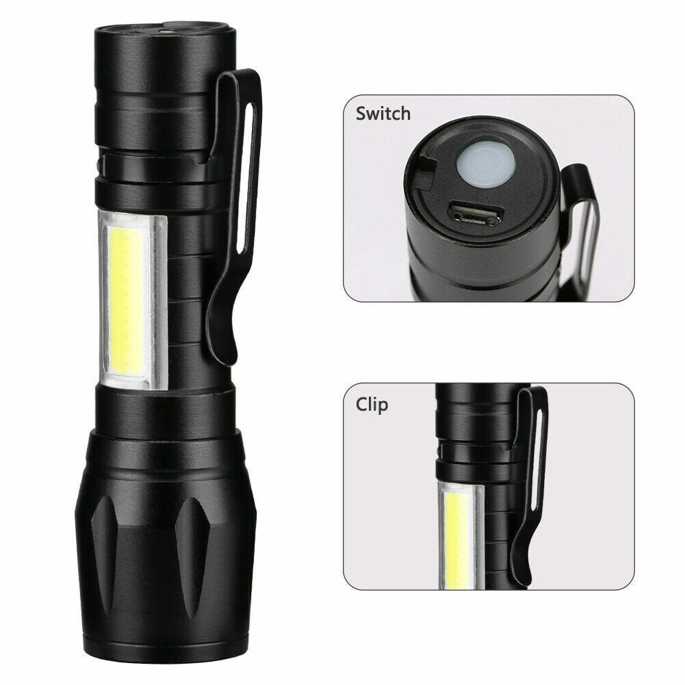 Mini Tactical Flashlight – 900 Lumen USB Rechargeable High Power EDC Camping & Emergency Torch | MilitaryKart