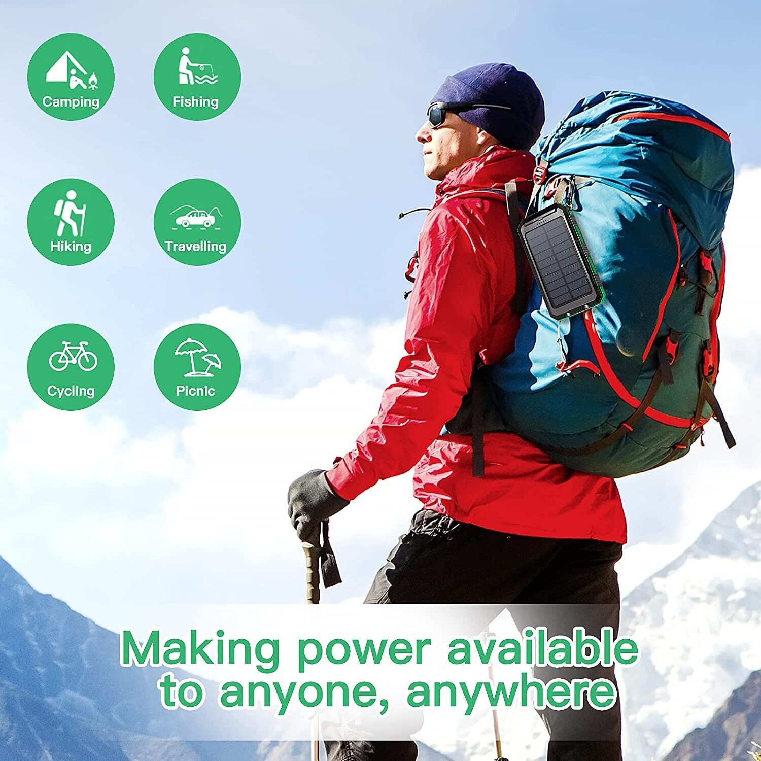 Solar Power Bank Pro 20,000mAh with Twin Flashlight