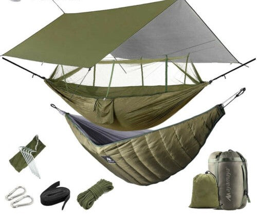 Camping Hammock Kit With Mosquito Net Under Quilt Blanket Rainfly Cover Tarp Fall